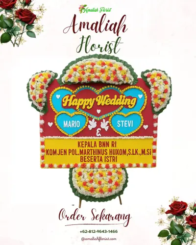 Karangan Papan Bunga Pernikahan di Cikura